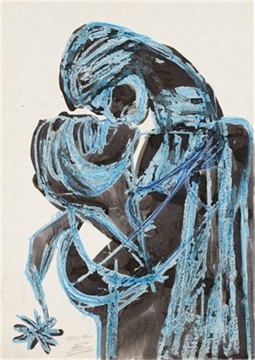 Painting, Houshang Pezeshknia, The Kiss, 1970, 4907